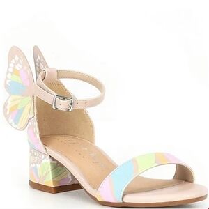 NWT Copper Key Pastel Butterfly Heel Sandals - Pink Multicolor Size 5 Big Girl
